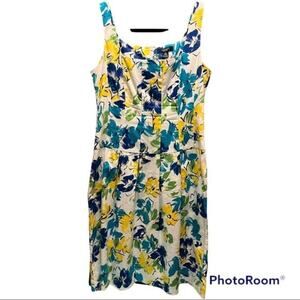 Chaps Dress Women's Cotton Floral Size 10 Pleated Front Sleeveless